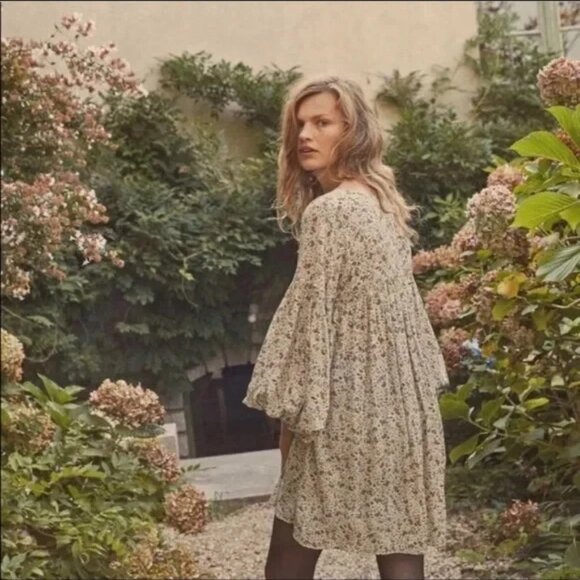 Doen Pietra Dress Cream Saint Claude Paisley Floral Printed Silk S - Picture 2 of 8